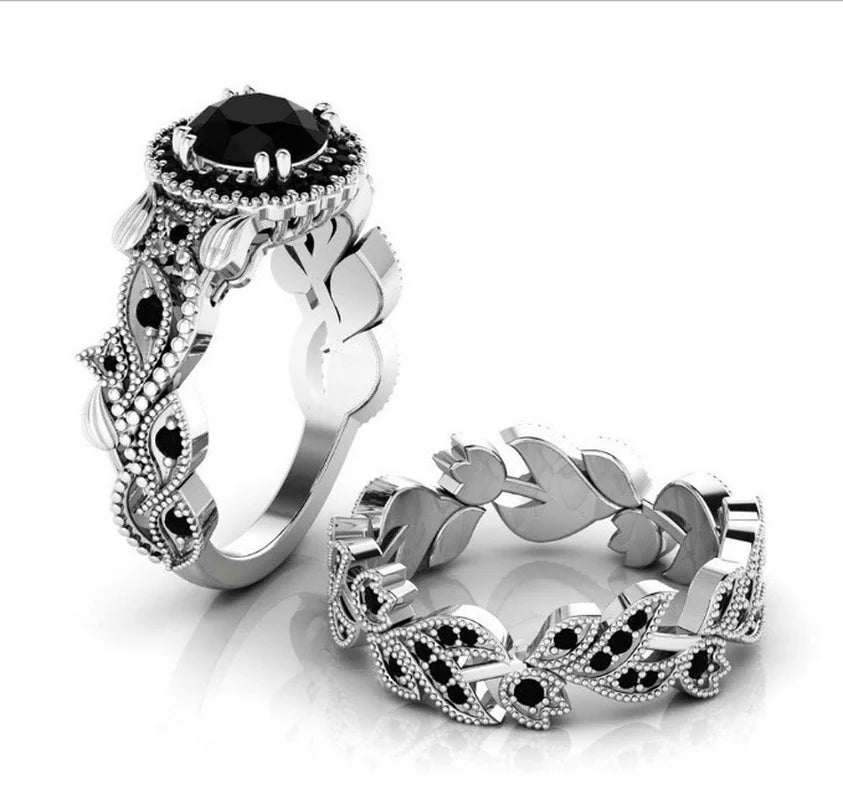 2pcs/set Black Zircon Wedding Ring | BEGOGI shop |