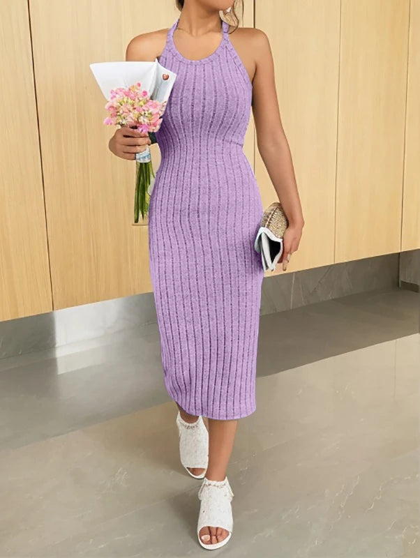 Dresses for women | Sleeveless knit dress with collar | Begogi Shop | Lavender