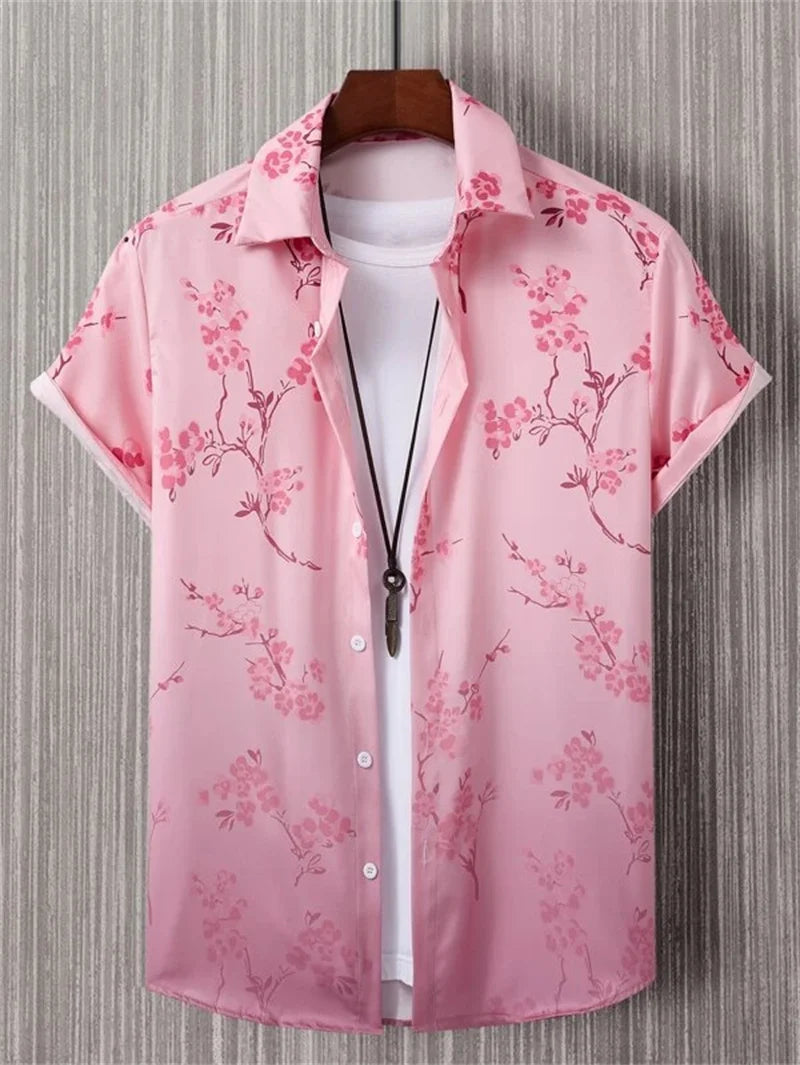 Men's Hawaiian Shirt Button-Down Lapel for Outdoors | BEGOGI shop | ESYJXC1859
