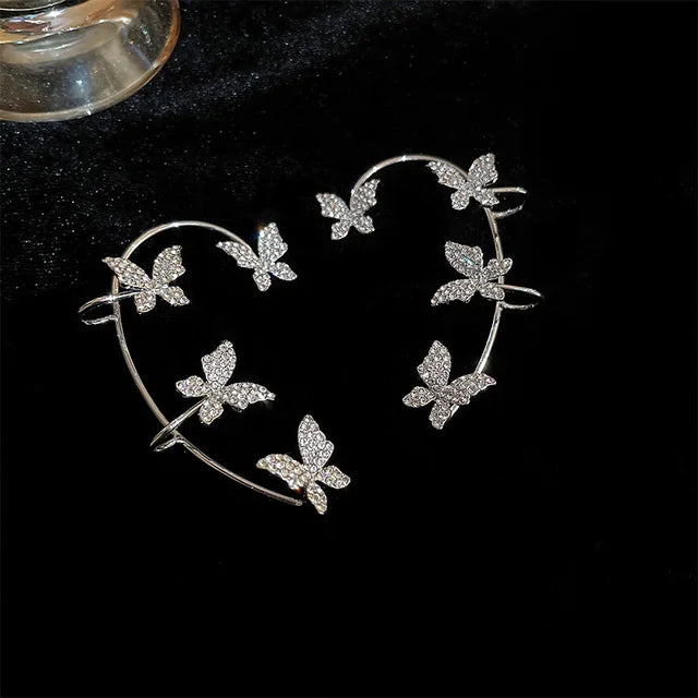 Silver Plated Metal Butterfly Ear Clips Without Piercing for Women | BEGOGI shop | 7 1pair silver