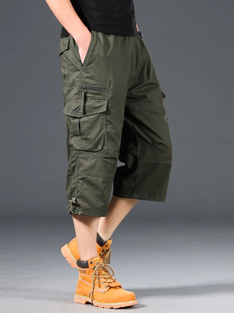Summer Cargo Shorts | below knee casual loose pants | BEGOGI Shop | 0036Army green
