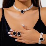 Imitation Pearl Necklace and Bracelet for Women | BEGOGI shop | black 4756