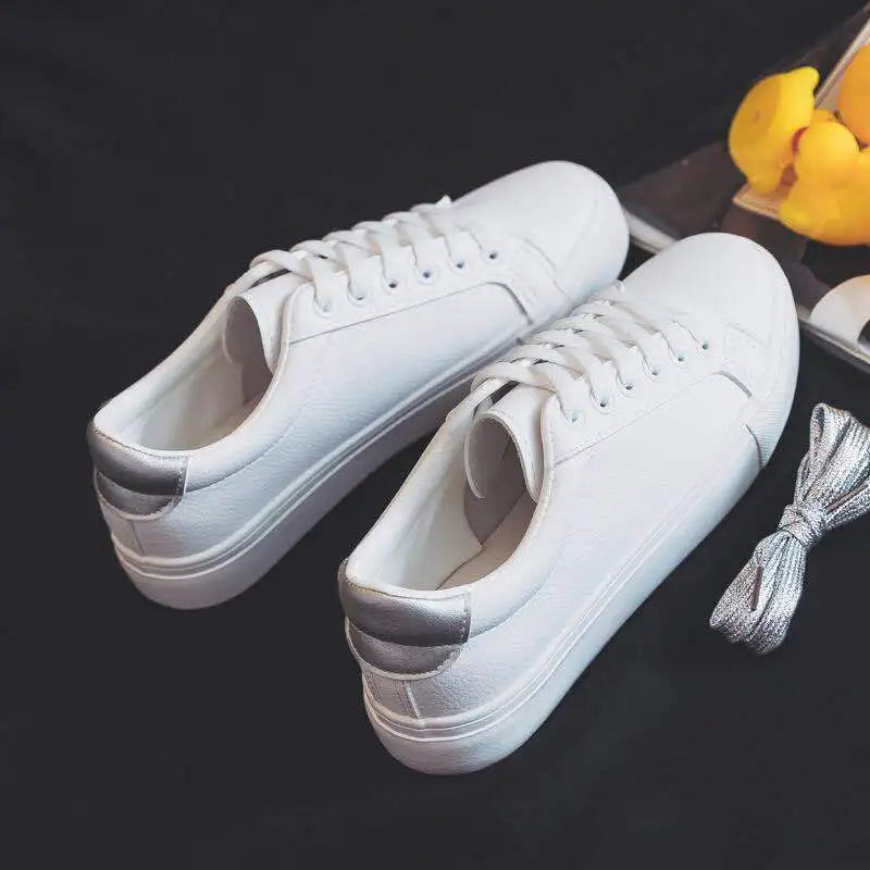 White shoes for women | casual shoes with laces |BEGOGI SHOP | Silver1