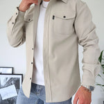 Men's jacket Cardigan with turn-down collar | BEGOGI shop | light khaki