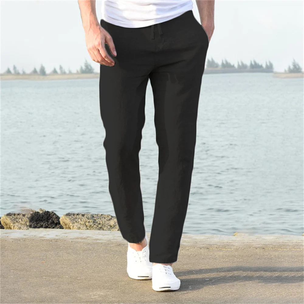 Men's linen and cotton pants | Breathable linen pants |BEGOGI SHOP | black