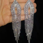 Exaggerated Rhinestone Tassel Earrings for Women | BEGOGI shop | KK silver color