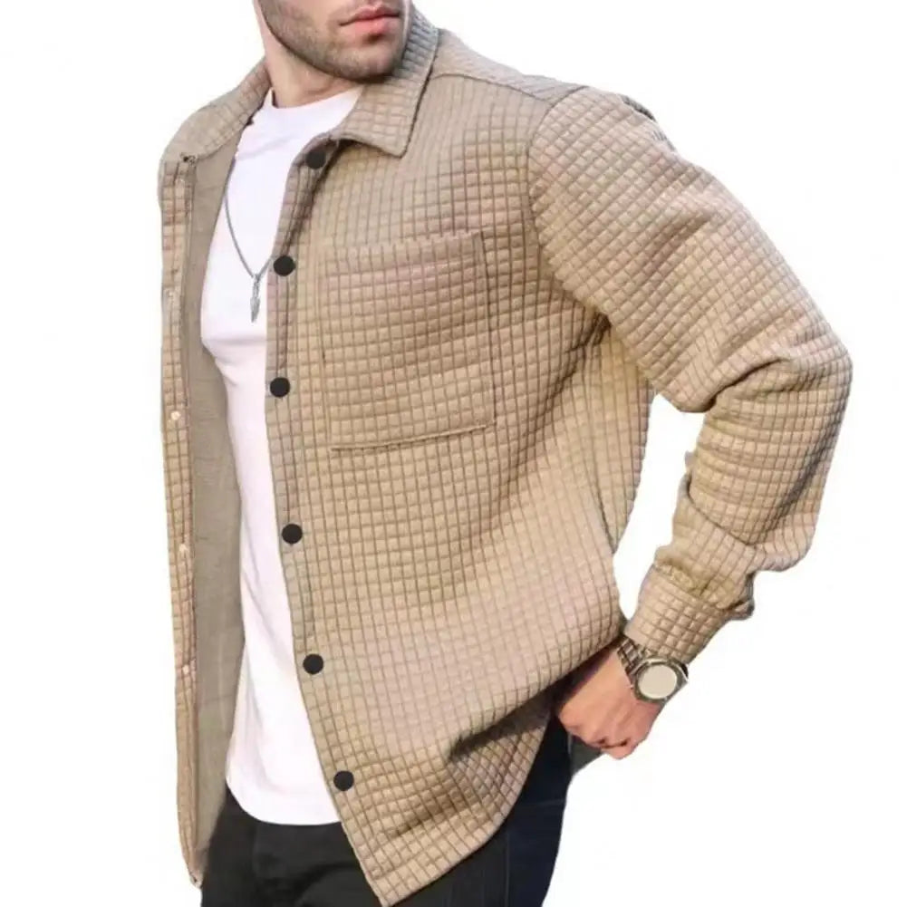 Men's jacket Cardigan with turn-down collar | BEGOGI shop | Khaki