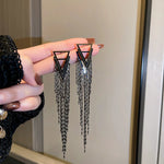 Exaggerated Rhinestone Tassel Earrings for Women | BEGOGI shop | DD black color
