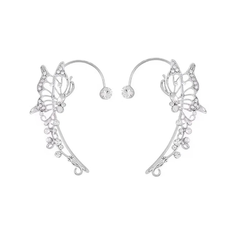 Silver Plated Metal Butterfly Ear Clips Without Piercing for Women | BEGOGI shop | 13 1pair silver