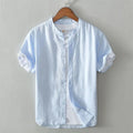 Stand Collar sky blue cotton linen only 5 pieces left