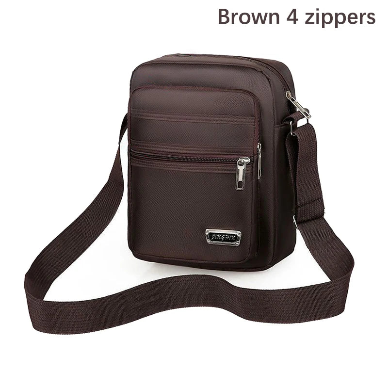 Crossbody bag for men | chest bag, men's Vintage leisure bag | BEGOGI SHOP| Brown 4 zippers