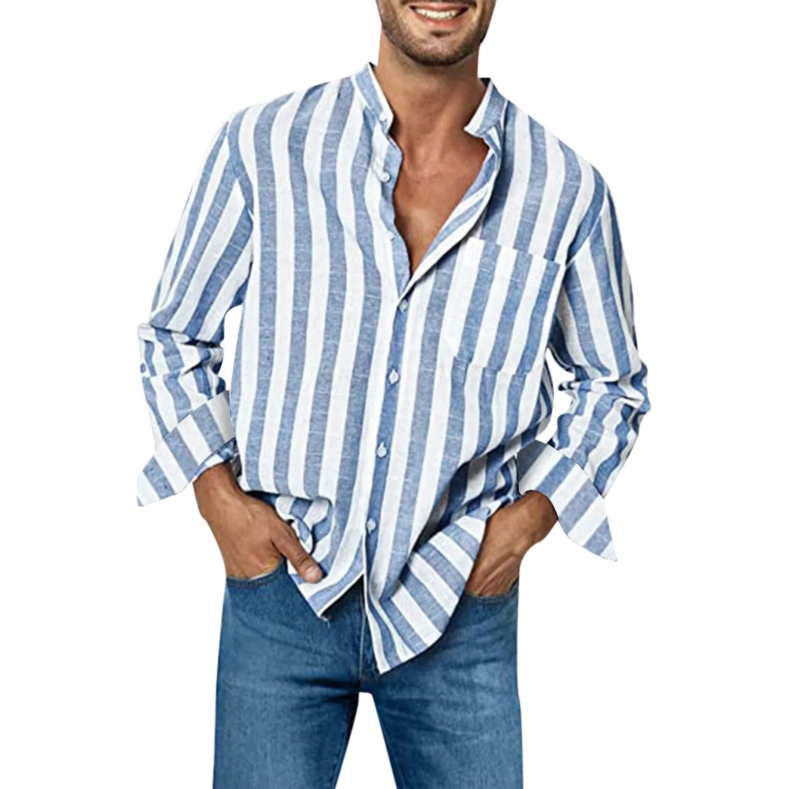 Men's formal shirt with lapel button | BEGOGI shop | Light Blue