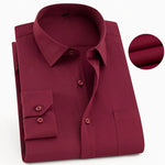 Men's Business Casual Long Sleeve Shirt |BEGOGI SHOP | Pure Red