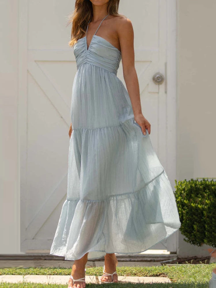 Long swing dress | Short sleeve with ruffles | Flowy dress | BEGOGI SHOP |
