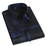 Men's formal shirt with lapel button | BEGOGI shop | 03 deep blue plaids