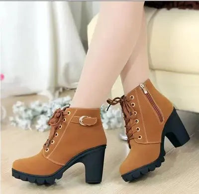 Mid-Length Boots for Women | non-slip low heel boots|BEGOGI SHOP | Orange
