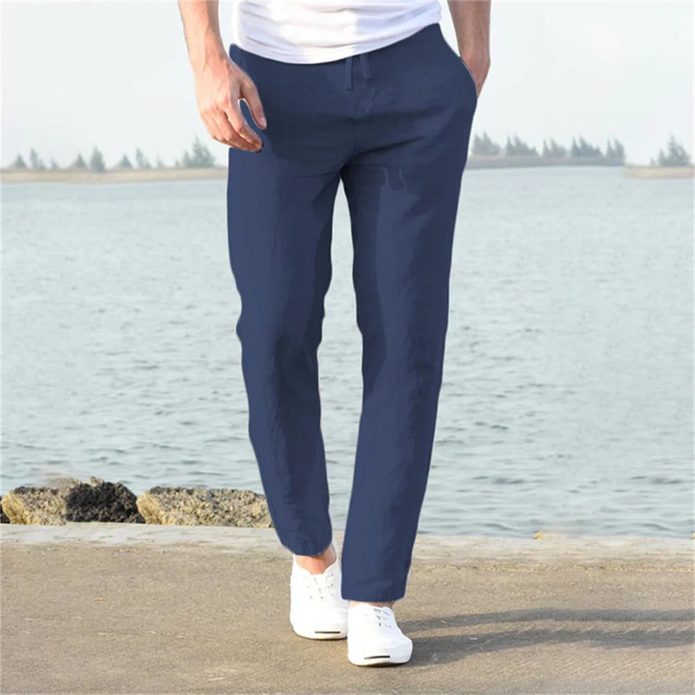 Men's linen and cotton pants | Breathable linen pants |BEGOGI SHOP | navy