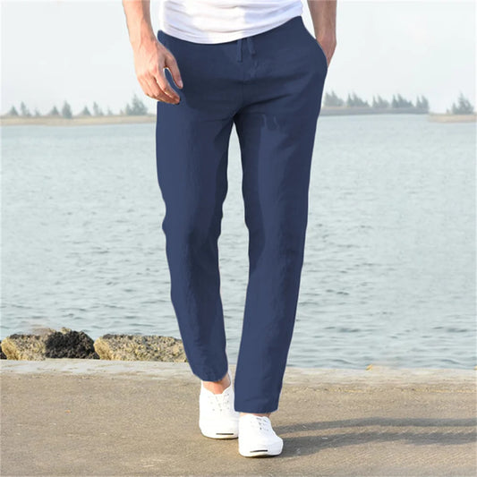 Men's linen and cotton pants | Breathable linen pants |BEGOGI SHOP | navy