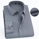 Men's Business Casual Long Sleeve Shirt |BEGOGI SHOP | Pure Gray