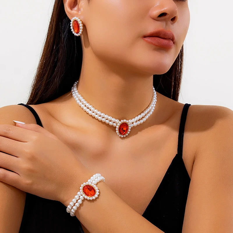 Imitation Pearl Necklace and Bracelet for Women | BEGOGI shop | A8