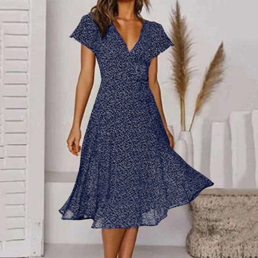Long swing dress | Fashionable waist flowy dress |BEGOGI SHOP | Navy CN