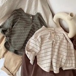 Striped Print Baby Clothes | long sleeve t-shirts |BEGOGI SHOP | green