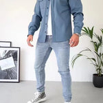 Men's jacket Cardigan with turn-down collar | BEGOGI shop | blue