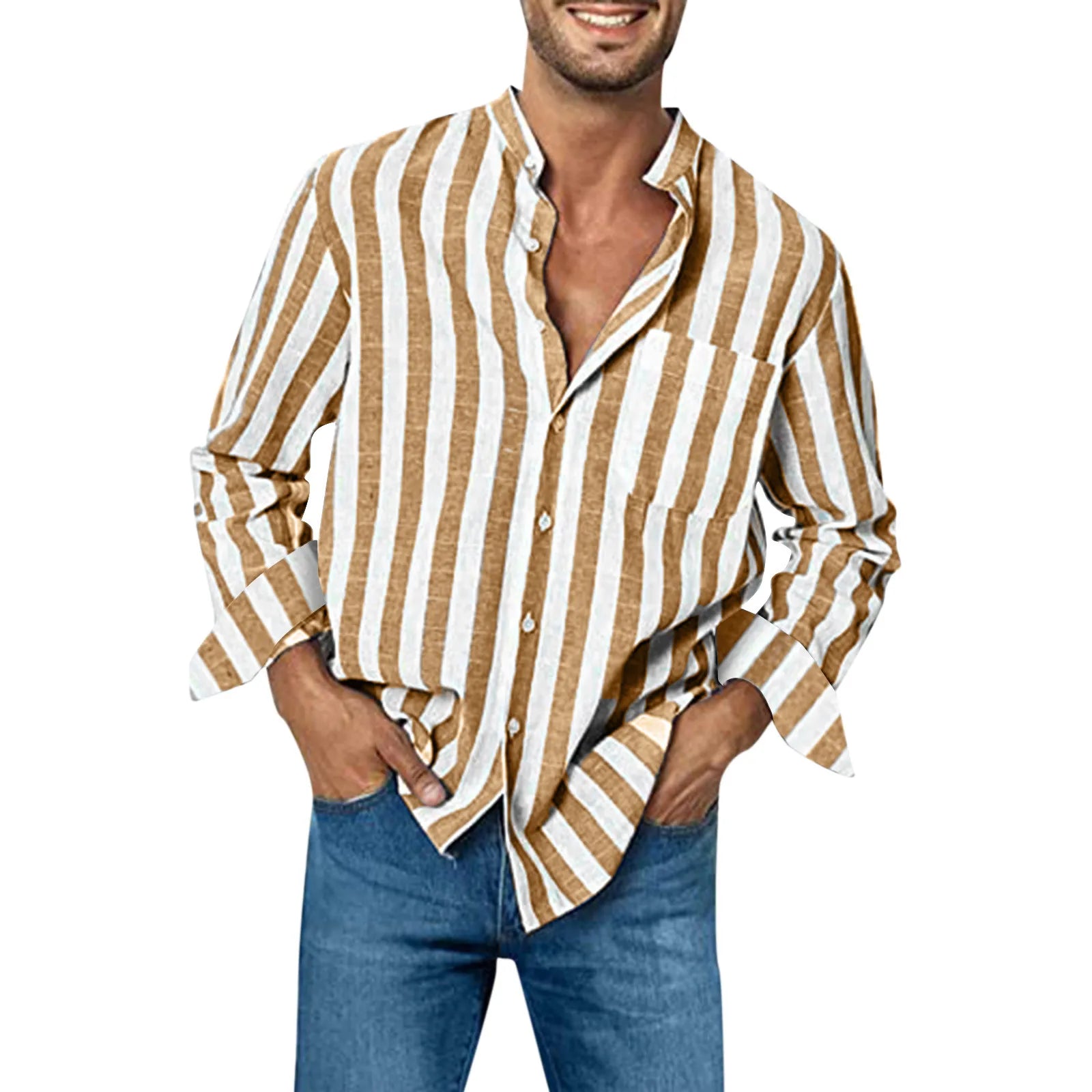 Men's formal shirt with lapel button | BEGOGI shop | Yellow
