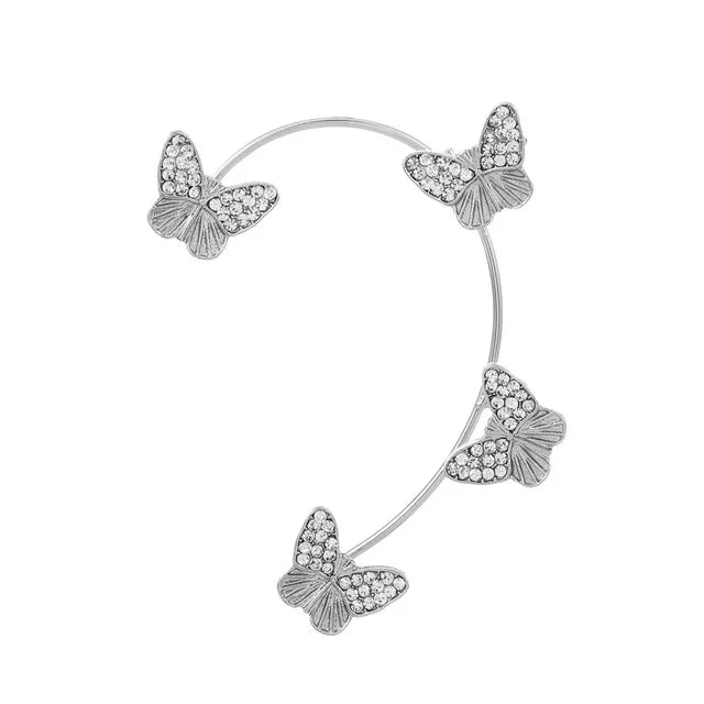 Silver Plated Metal Butterfly Ear Clips Without Piercing for Women | BEGOGI shop | 12 Silver left
