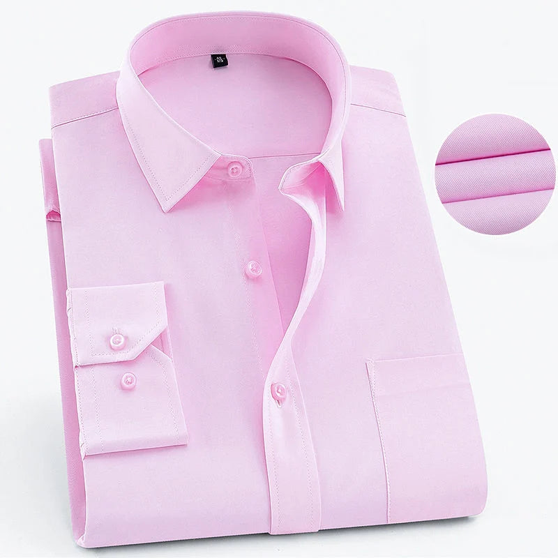Men's Business Casual Long Sleeve Shirt |BEGOGI SHOP | Pure Pink