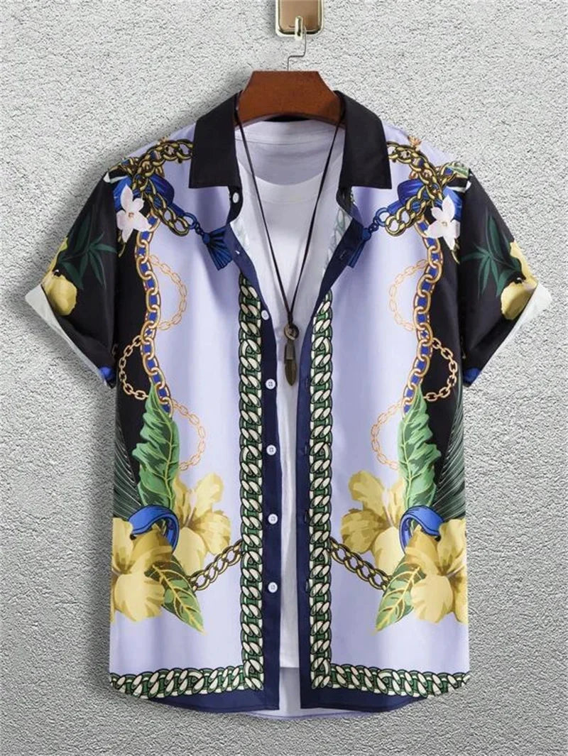 Men's Hawaiian Shirt Button-Down Lapel for Outdoors | BEGOGI shop | ESYJXC1869