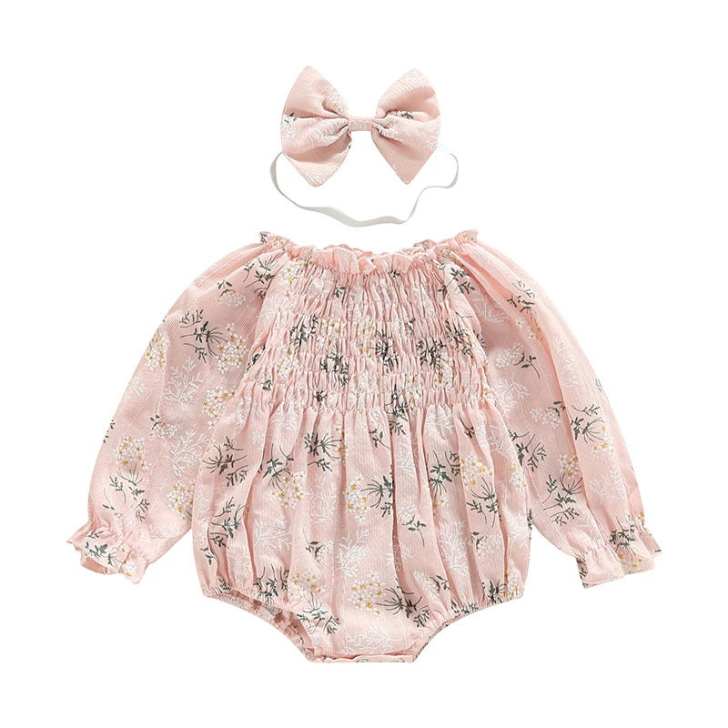 Girl's summer clothing set | cotton romper with ruffles | shorts |BEGOGI SHOP | Floral Pink