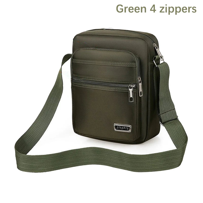 Crossbody bag for men | chest bag, men's Vintage leisure bag | BEGOGI SHOP| Green 4 zippers