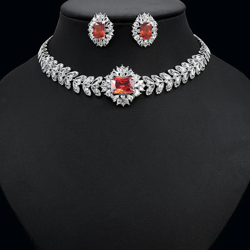 Luxurious Cubic Zirconia Necklace for Women | BEGOGI shop | red