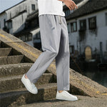 Men's Cotton Linen Wide Leg Pants | BEGOGI SHOP | light grey
