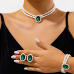 Imitation Pearl Necklace and Bracelet for Women | BEGOGI shop | green 4756