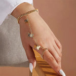 Vintage Women's Chain Bracelet and Ring Set | BEGOGI shop | Gold 03