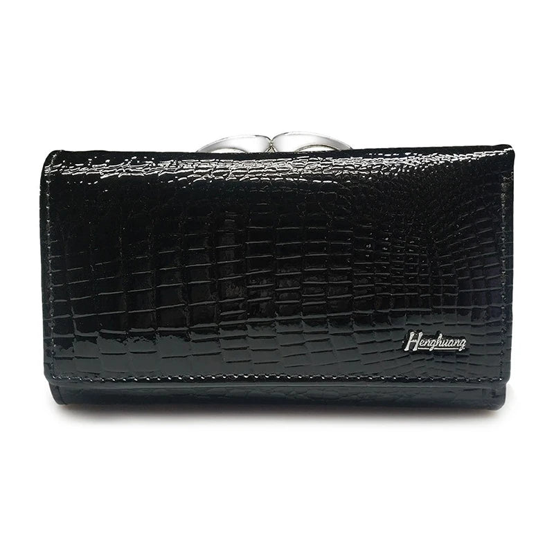 Genuine Leather Wallets | Purses for women | Fashion shiny clutch bag | BEGOGI SHOP | black
