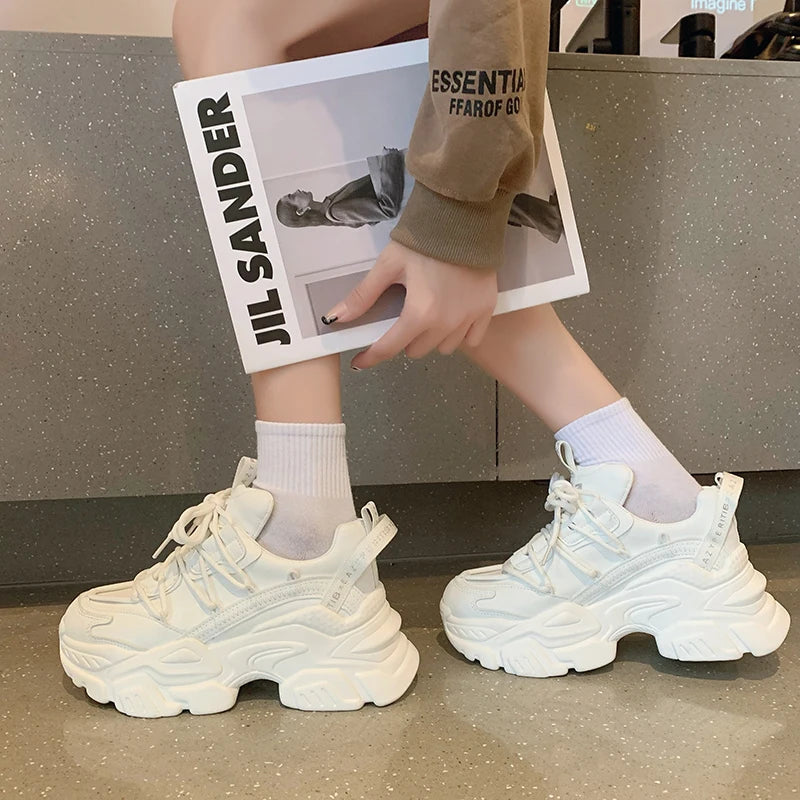 Casual white leather shoes | Platform sneakers for Women | BEGOGI SHOP|