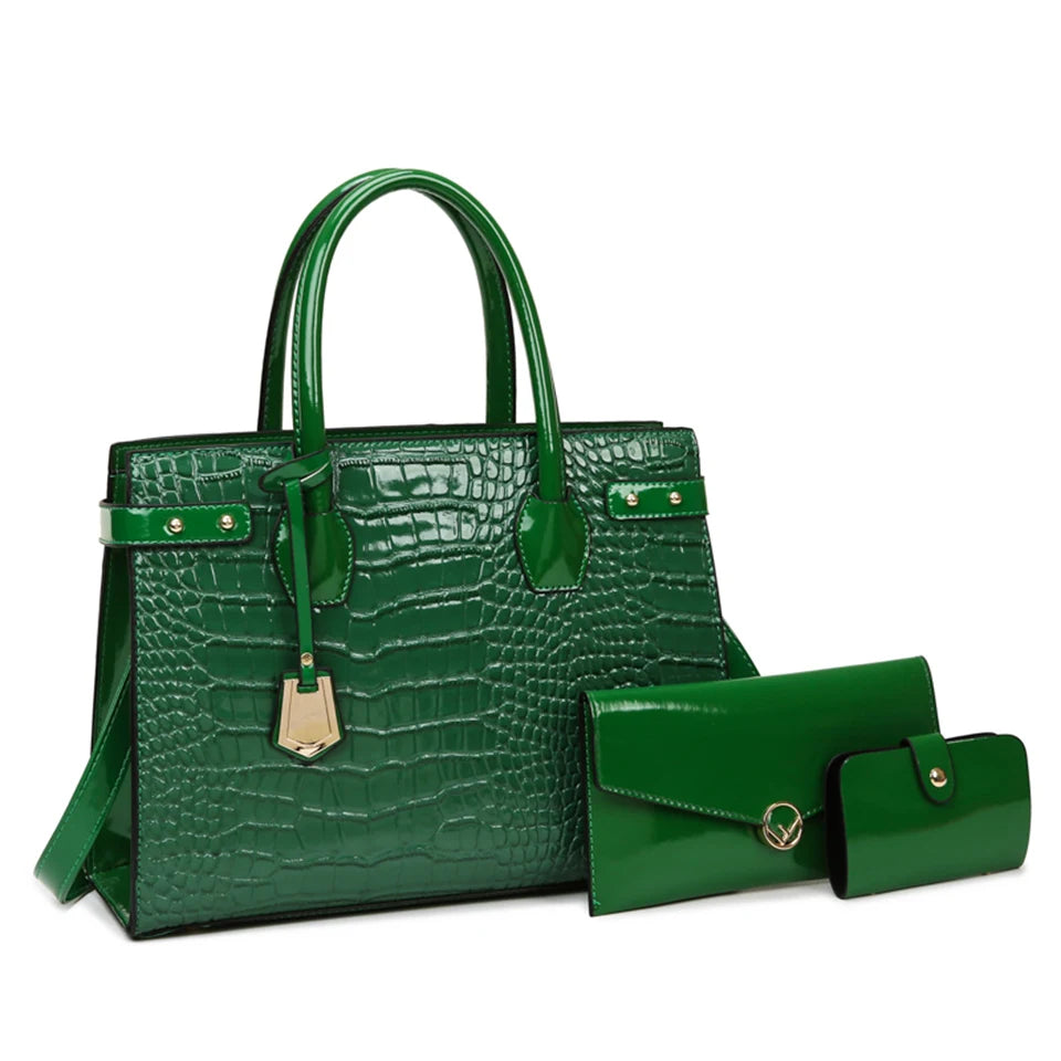 Women's bags | Crocodile Crossbody Shoulder Bags Set for Women | BEGOGI SHOP | Green-3