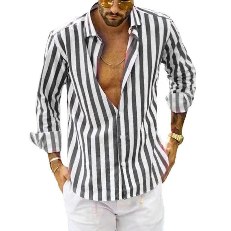 Men Striped Blouse | BEGOGI shop| Gray