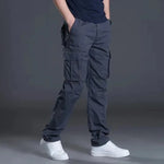Men's Plain Cotton Cargo Pants | Multiple flap pockets| BEGOGI SHOP | E02-Dark gray