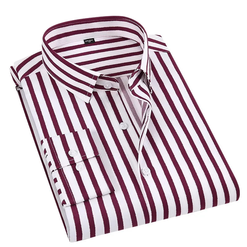 Men's formal shirt with lapel button | BEGOGI shop | 01 red striped