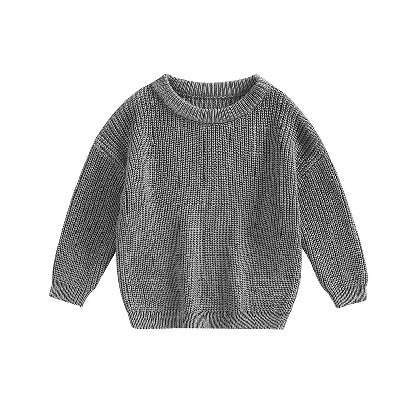 Toddler Baby Crewneck Sweaters | Long Sleeve Loose Knitted Pullovers |BEGOGI SHOP | Grey
