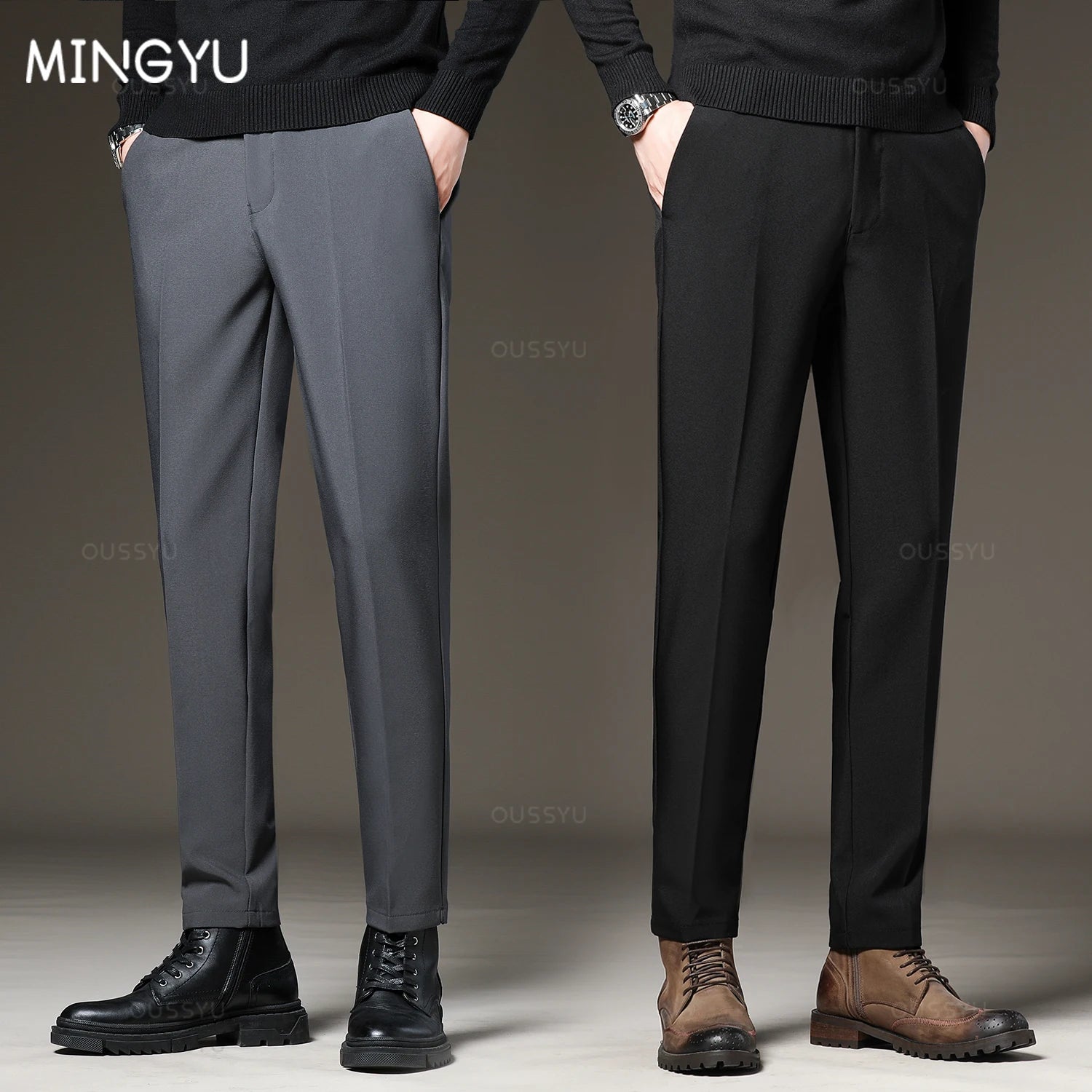 Men's suit pants | Slim Fit Business Office Pants with Elastic Waist |BEGOGI SHOP |