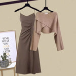 Women's fashion set | Knitted sweater | Skirt with straps |BEGOGI SHOP | 2pcs set 01