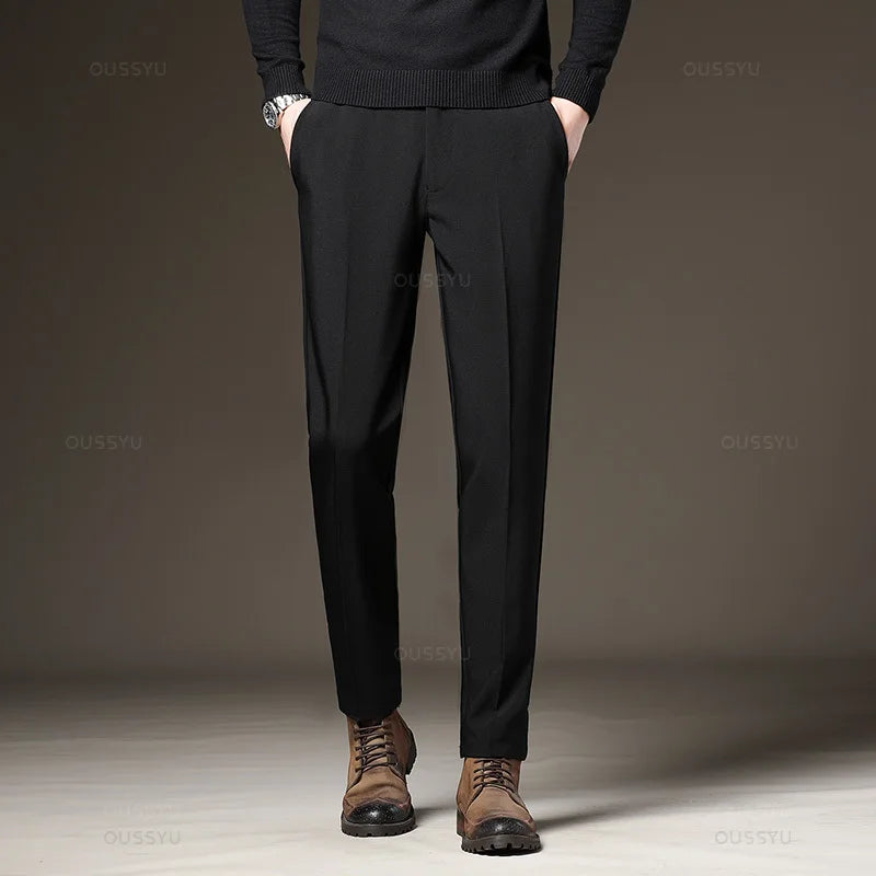 Men's suit pants | Slim Fit Business Office Pants with Elastic Waist |BEGOGI SHOP | Black