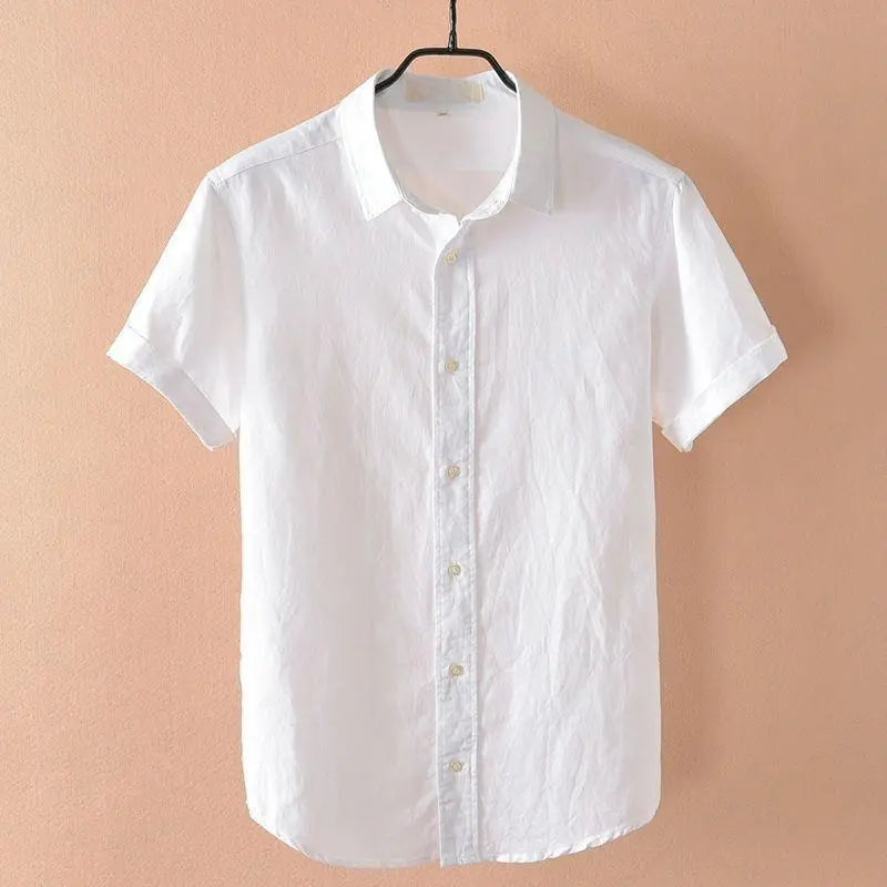 Men's Breathable Linen Sleeveless Shirt | BEGOGI shop | White cotton and linen lapel only 5 pieces left