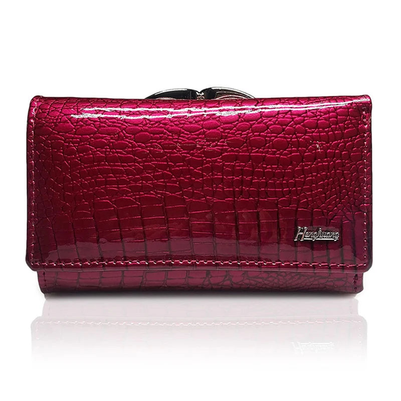 Genuine Leather Wallets | Purses for women | Fashion shiny clutch bag | BEGOGI SHOP | Burgundy