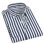Men's formal shirt with lapel button | BEGOGI shop | 01 blue striped